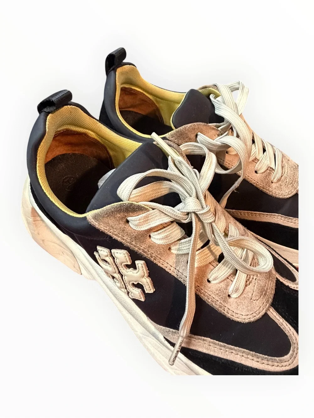 Tory Burch Black and Beige Women’s Lace-Up Sneakers